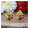22K Yellow Gold Gold Navratna Stones,Diamond Earrings for women image 3