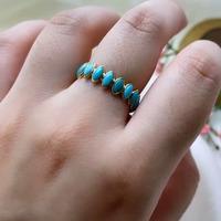 18K Yellow Gold Gold Turquoise Rings for women image 3