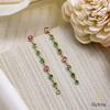 18K Yellow Gold Gold Pink Sapphire,Emerald Earrings for women image 3