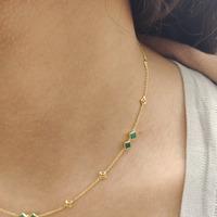 18K Yellow Gold Gold Emerald Chain for women image 3