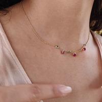 18K Yellow Gold Gold Ruby,Emerald Chain for women image 3
