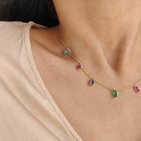 18K Yellow Gold Gold Ruby,Blue Sapphire,Emerald Chain for women image 3
