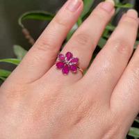 18K Yellow Gold Gold Ruby,Diamond Rings for women image 3