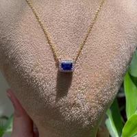 18K Yellow Gold Gold Blue Sapphire,Diamond Pendants for women image 3
