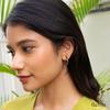 18K Yellow Gold Gold Blue Sapphire Earrings for women image 3