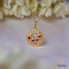 18K Yellow Gold Gold Ruby Pendant Set for women image 3