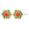 18K Yellow Gold Gold Coral,Emerald Earrings for women image 4