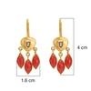 18K Yellow Gold Gold Diamond,Coral Earrings for women image 4