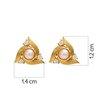 18K Yellow Gold Gold Cultured Button Pearl,Diamond Earrings for women image 4