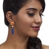 18K Yellow Gold Gold Cultured South Sea Pearl,Lapis Lazuli,Coral Earrings for women image 4