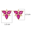 18K Yellow Gold Gold Ruby,Diamond Earrings for women image 4