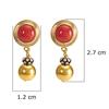 18K Yellow Gold,925 Sterling Silver Silver,Gold Coral Earrings for women image 4