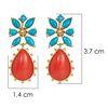 18K Yellow Gold Gold Turquoise,Diamond,Coral Earrings for women image 4