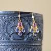 18K Yellow Gold Gold Pink Sapphire,Blue Sapphire Earrings for women image 4