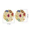 18K Yellow Gold Gold Navratna Stones,Diamond Earrings for women image 4