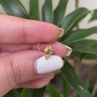 22K Yellow Gold Gold Emerald Nosepins for women image 4