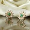 18K Yellow Gold Gold Diamond,Emerald Earrings for women image 4