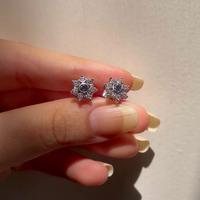 18K White Gold White Gold Blue Sapphire,Diamond Earrings for women image 4