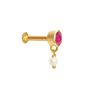 22K Yellow Gold Gold Cultured Freshwater Pearl,Ruby Nosepins for women image 5