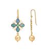 18K Yellow Gold Gold Cultured South Sea Pearl,Opal,Emerald Earrings for women image 5