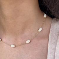 18K Yellow Gold Gold Cultured Freshwater Pearl Chain for women image 5