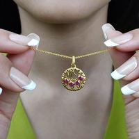 18K Yellow Gold Gold Ruby Pendant Set for women image 5