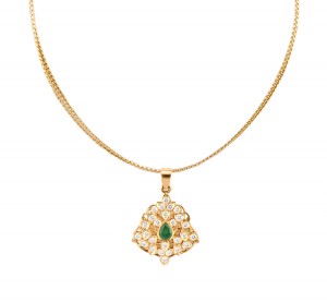 Emerald with Diamond Pendant