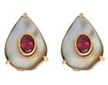 mother of pearl and ruby studs