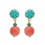 turquoise coral drop earrings