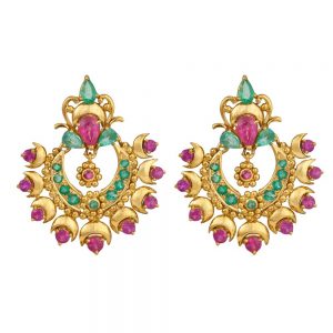 Spellbinding Gold, Rubies & Emeralds Earrings